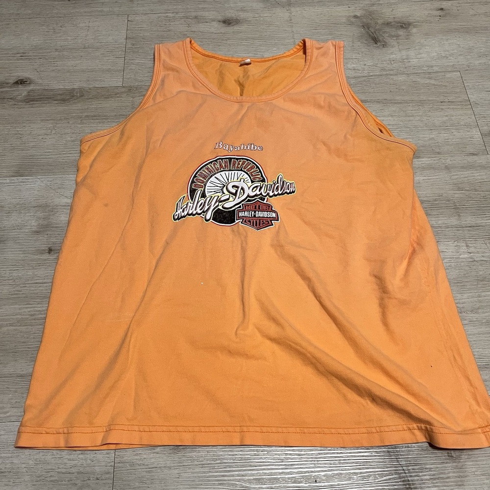 Harley Davidson Motorcycles Bayahibe Dominican Republic XL Men Tank Top‎ Orange